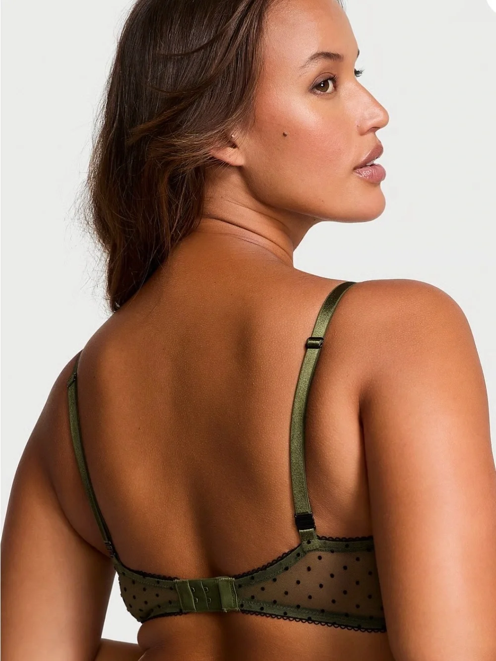 Victoria Tease NWT Unlined Woodland Green Polka Dot Demi Bra 38DD